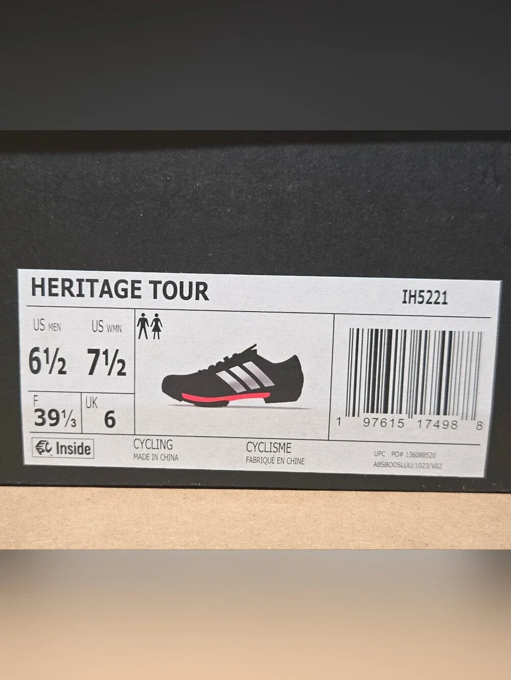 NEW Women's 7.5 cycling shoes - Adidas Heritage Tour Bike Shoes - Clipless Black